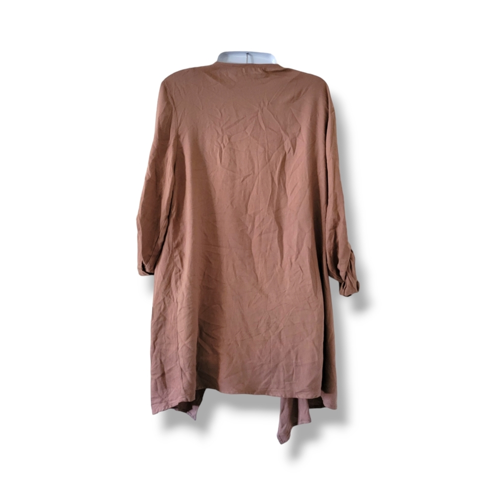 Mod Ref | Cute Mocha Drape Open Front Mid-Length … - image 2
